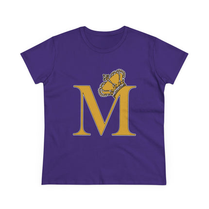 Women's Midweight Cotton Tee, Print Alphabet Letter M