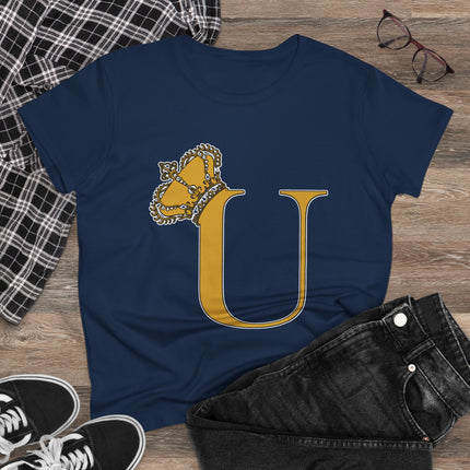 👑 Majestic “U” Monogram T-Shirt – Royal Gold on Regal Magenta