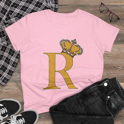 👑 “R” Monogram Tee – Regal in White & Gold