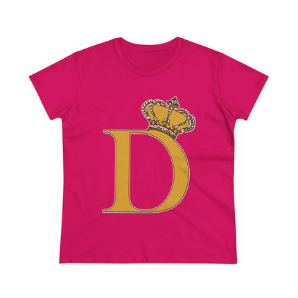 Women's Midweight Cotton Tee, Print Queen Letter D