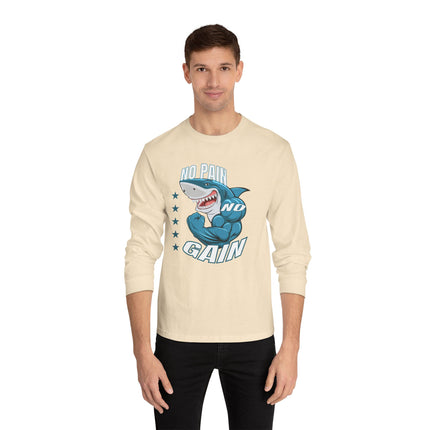 🦈 No Pain, No Gain” Shark Long Sleeve Tee