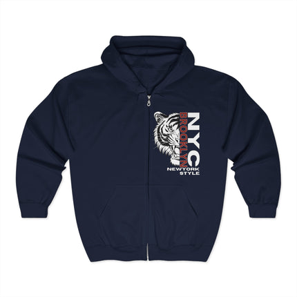 🗽 NYC Brooklyn Tiger Zip Hoodie – Urban Jungle Vibes