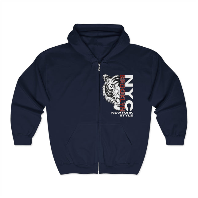 🗽 NYC Brooklyn Tiger Zip Hoodie – Urban Jungle Vibes