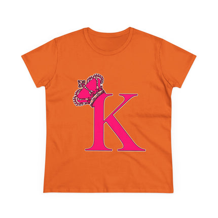👑 “K” Royal Monogram Tee – Bold in Magenta & Crowned in Pink