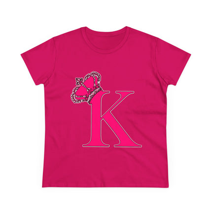👑 “K” Royal Monogram Tee – Bold in Magenta & Crowned in Pink