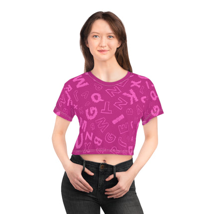 🟣 Alphabet Pop Crop Tee – Purple Edition
