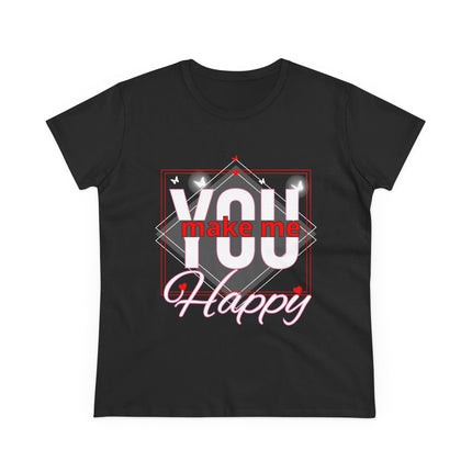 💖 “YOU Make Me Happy” Love Statement Tee – Deep Pink