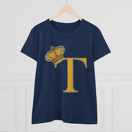 Women's Midweight Cotton Tee, Print Queen Letter T