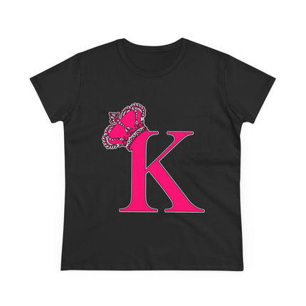 👑 “K” Royal Monogram Tee – Bold in Magenta & Crowned in Pink