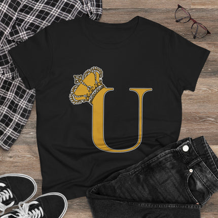 👑 Majestic “U” Monogram T-Shirt – Royal Gold on Regal Magenta