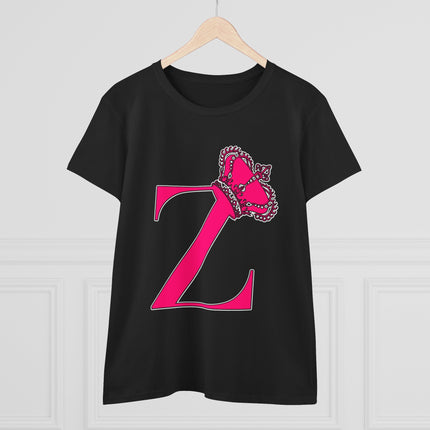 👑 “Z” Monogram Tee – Regal in White & Hot Pink