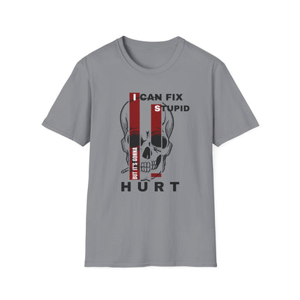 💀 "I Can Fix Stupid" Skull Graphic Tee – Savage Style, Unfiltered Attitude
