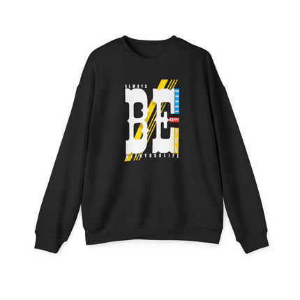 BE Happy Motivational Graphic Sweatshirt – Inspire Your Look