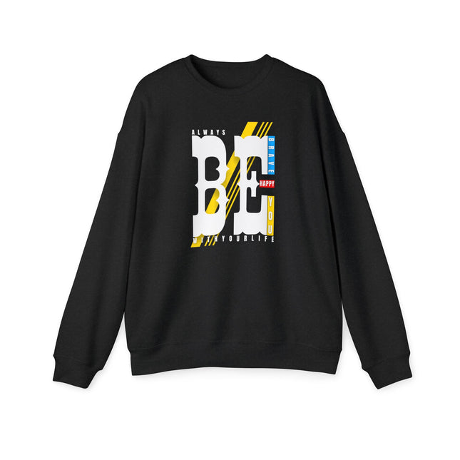 BE Happy Motivational Graphic Sweatshirt – Inspire Your Look