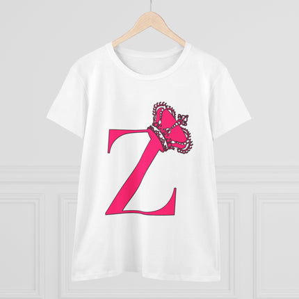👑 “Z” Monogram Tee – Regal in White & Hot Pink