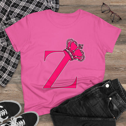 👑 “Z” Monogram Tee – Regal in White & Hot Pink