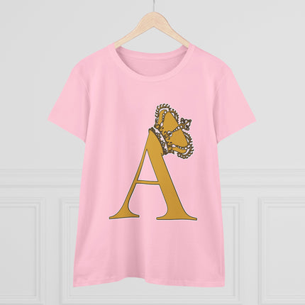 Print Queen Letter A, Women's Midweight Cotton Tee