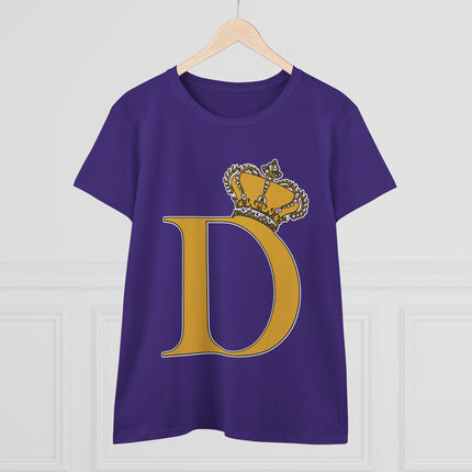 Women's Midweight Cotton Tee, Print Queen Letter D