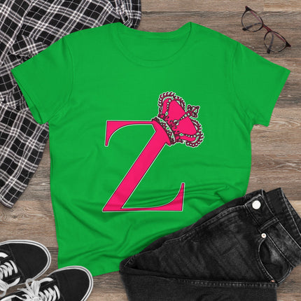 👑 “Z” Monogram Tee – Regal in White & Hot Pink