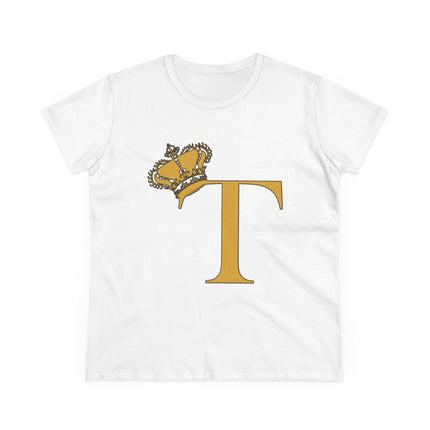 Women's Midweight Cotton Tee, Print Queen Letter T