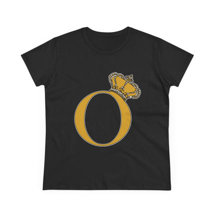 Women's Midweight Cotton Tee, Print Alphabet Letter O