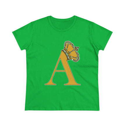 Print Queen Letter A, Women's Midweight Cotton Tee