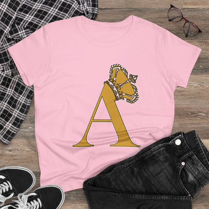 Print Queen Letter A, Women's Midweight Cotton Tee