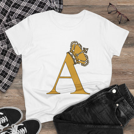 Print Queen Letter A, Women's Midweight Cotton Tee