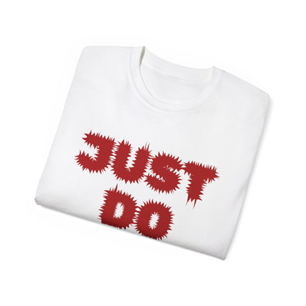 ⚡️JUST DO IT." Spiky Letter Tee – Bold White Edition