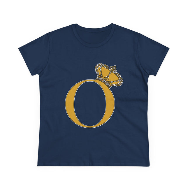 Women's Midweight Cotton Tee, Print Alphabet Letter O