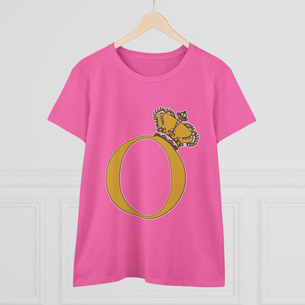 Women's Midweight Cotton Tee, Print Alphabet Letter O