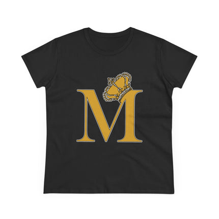 Women's Midweight Cotton Tee, Print Alphabet Letter M