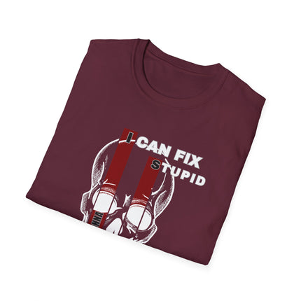 💀 I Can Fix Stupid" Skull Graphic Tee – Savage Style, Unfiltered Attitude