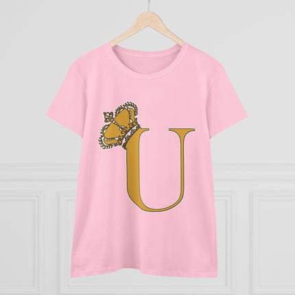 👑 Majestic “U” Monogram T-Shirt – Royal Gold on Regal Magenta