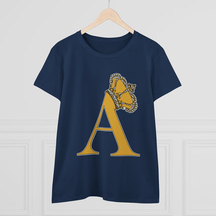 Print Queen Letter A, Women's Midweight Cotton Tee