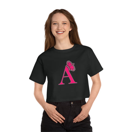 👑 Crowned Initial “A” Cropped Tee – Royal Letter Statement