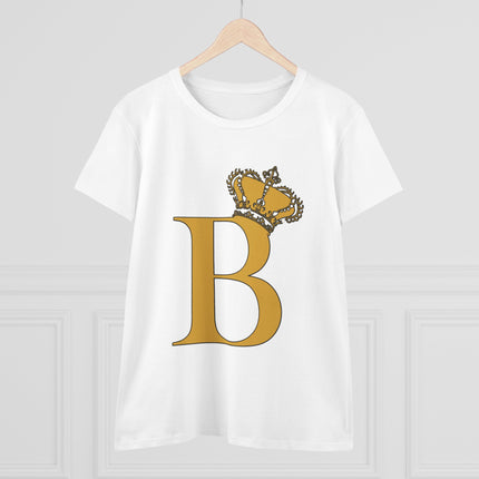 Women's Midweight Cotton Tee, Print Queen Letter B