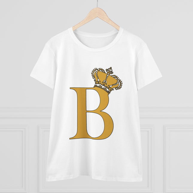 Women's Midweight Cotton Tee, Print Queen Letter B