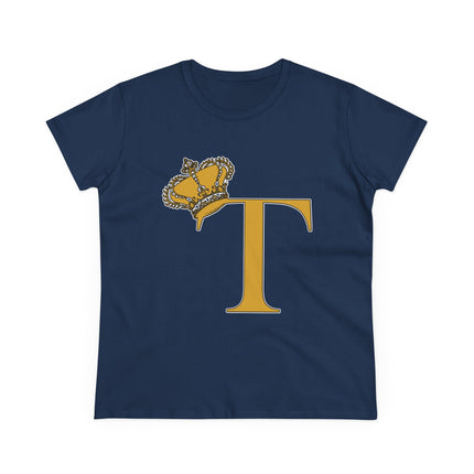 Women's Midweight Cotton Tee, Print Queen Letter T