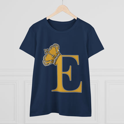👑 “E” Monogram Tee – Royal Gold Edition (White & Gold