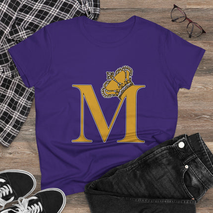Women's Midweight Cotton Tee, Print Alphabet Letter M