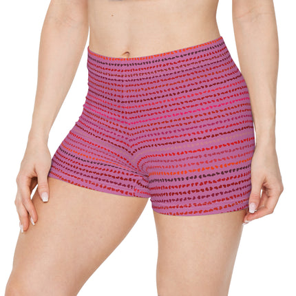 💖 Pink Dot Wave High-Waist Shorts – Stretch & Style in Motion