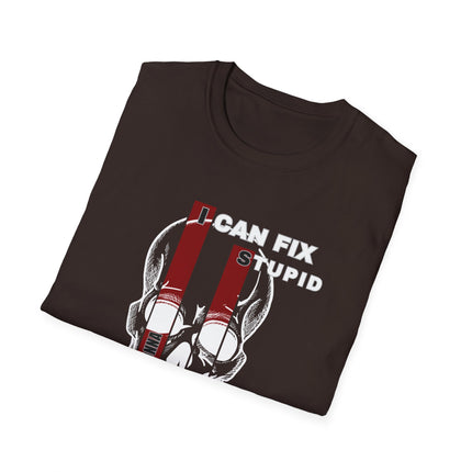 💀 I Can Fix Stupid" Skull Graphic Tee – Savage Style, Unfiltered Attitude
