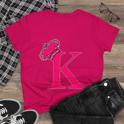 👑 “K” Royal Monogram Tee – Bold in Magenta & Crowned in Pink