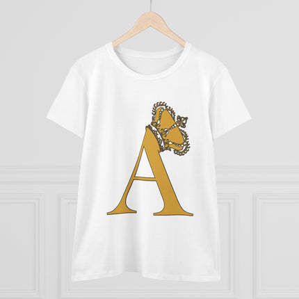 Print Queen Letter A, Women's Midweight Cotton Tee