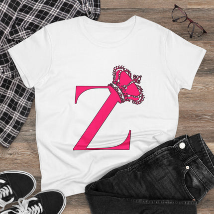 👑 “Z” Monogram Tee – Regal in White & Hot Pink