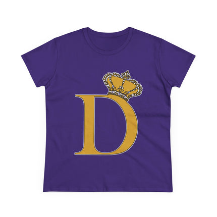 Women's Midweight Cotton Tee, Print Queen Letter D