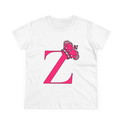 👑 “Z” Monogram Tee – Regal in White & Hot Pink