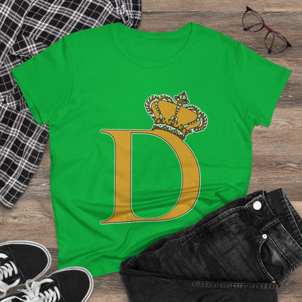 Women's Midweight Cotton Tee, Print Queen Letter D