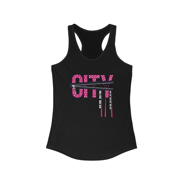 ⭐ CITY Lights Racerback Tank – White & Pink Star Zip Graphic